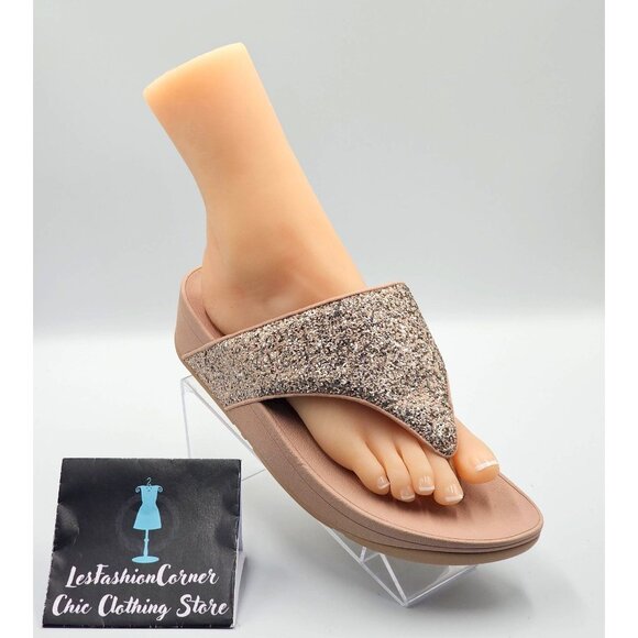 FitFlop Women's Blush Olive Glitter Mix Toe-Post Slip-Ons Sandals Size 11 2532 - Picture 12 of 16